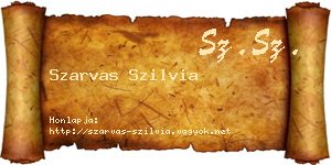 Szarvas Szilvia névjegykártya